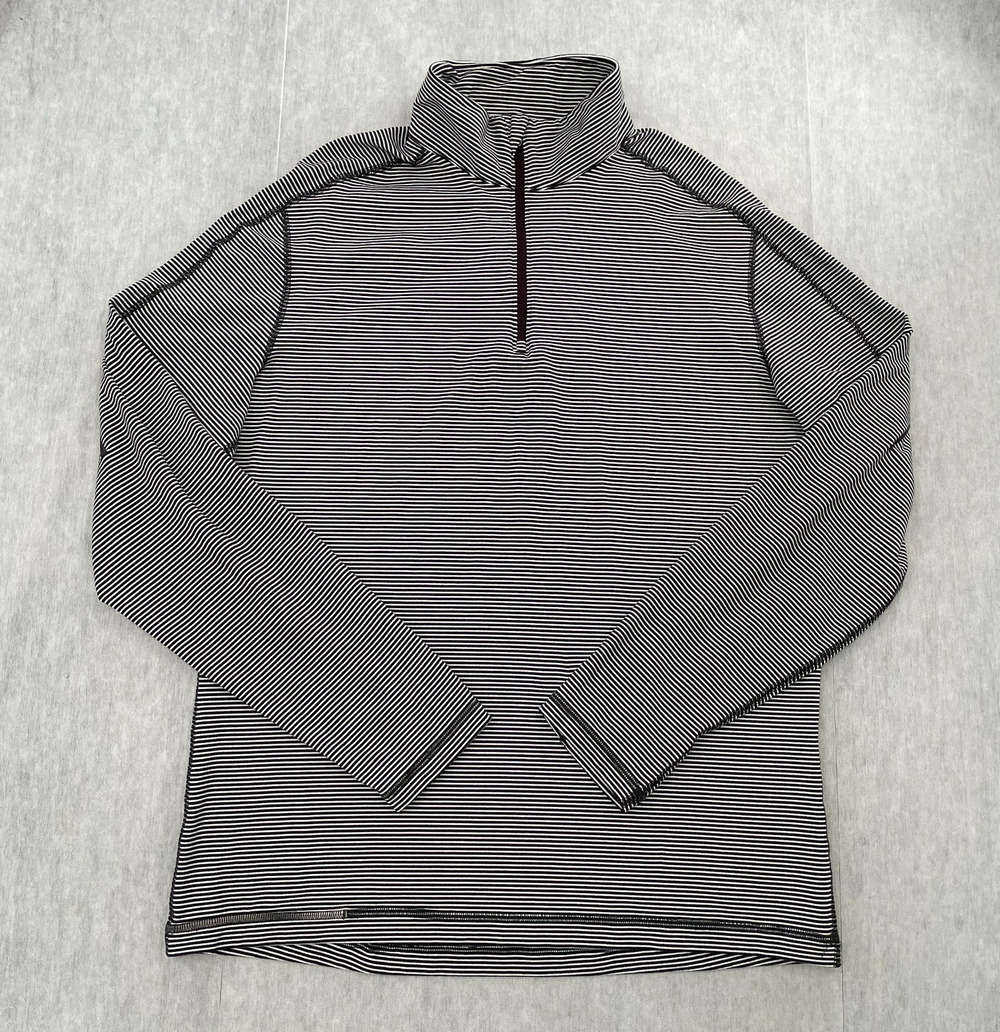 Lululemon Sweater Adult Large Black Striped 1/4 Zip Pullover Performance Mens L